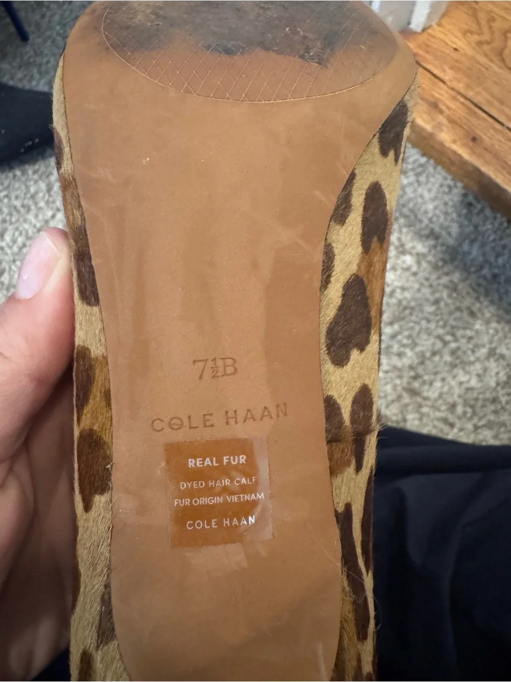 Cole Haan Leopard Print Pointed Toe Flats with Black Accents